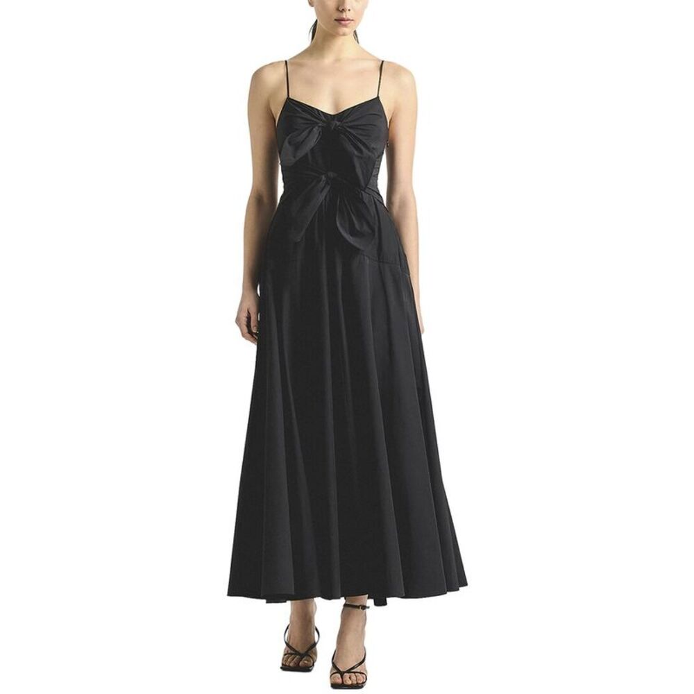 Derek Lam 10 Crosby Womens Unity Poplin Tie Front Dress, Black